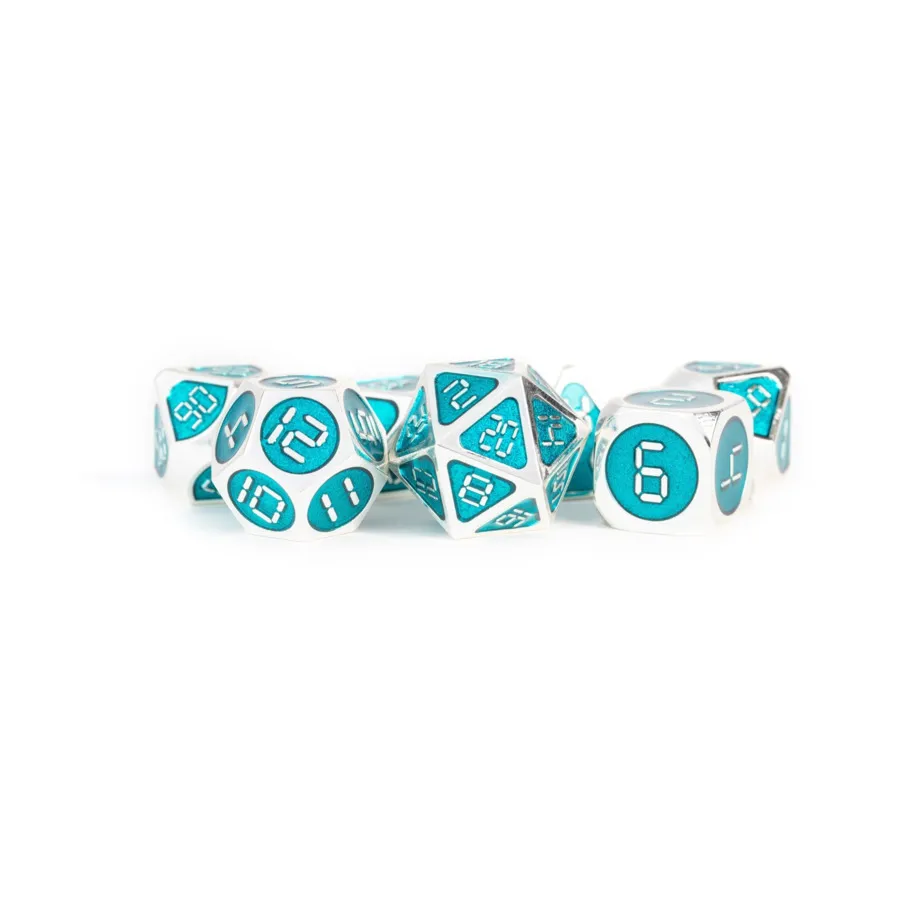 

Набор Poly Set Silver с бирюзовой эмалью (7), Metal Dice (Metallic Dice Games)