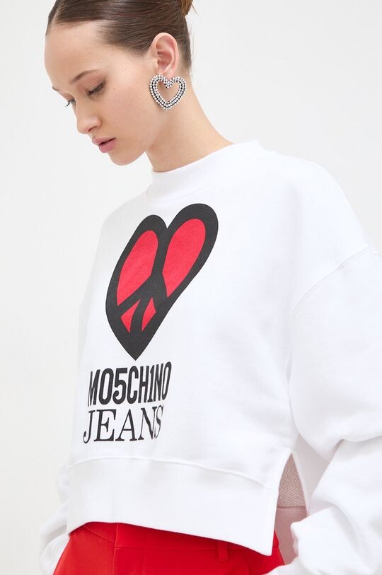 Хлопковая толстовка Moschino Jeans, белый