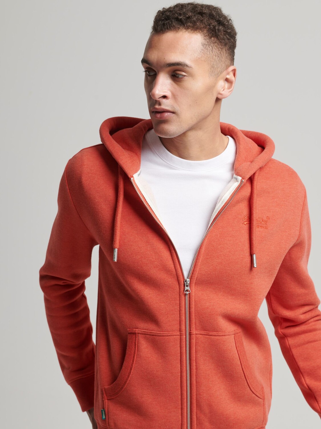 

Толстовка на молнии с вышитым логотипом Vintage Superdry, ярко-оранжевый меланж