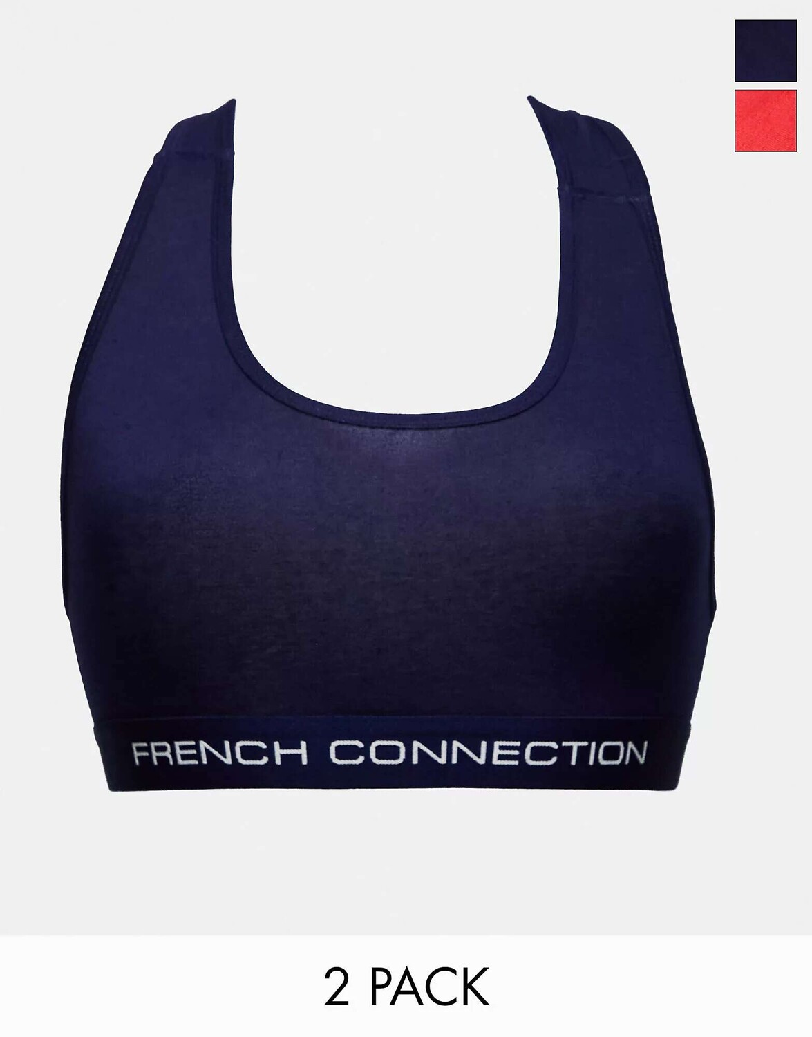 

Пара бюстгальтеров без косточек с укороченными топами French Connection из 2 цветов темно-синего цвета с гибискусом