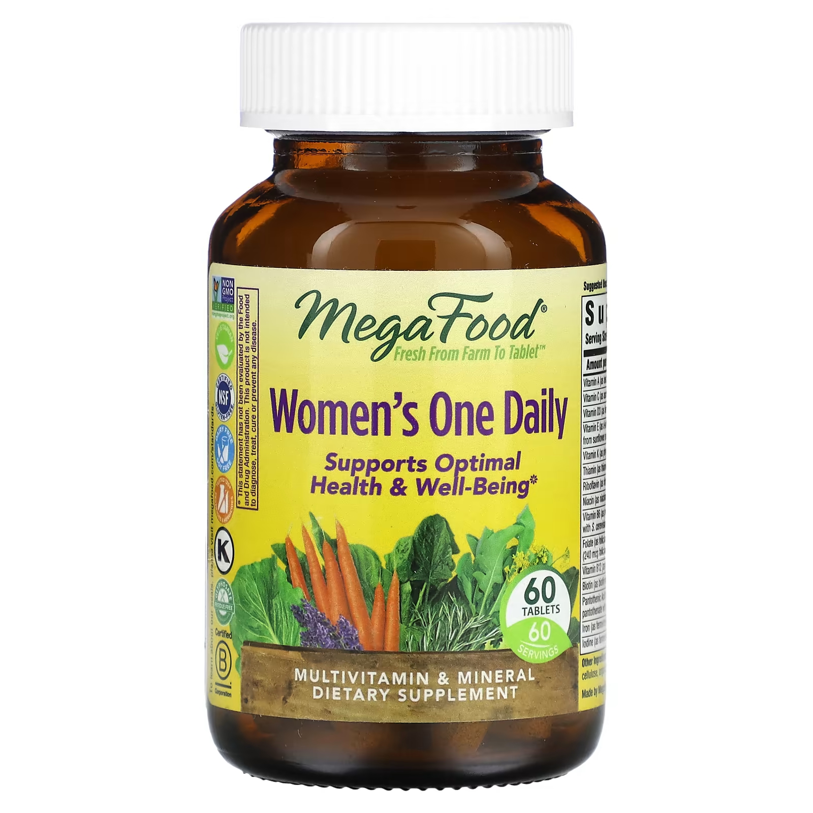 Женские мультивитамины MegaFood One Daily для женщин, 60 таблеток megafood мультивитамины для ежедневного снятия стресса 60 таблеток