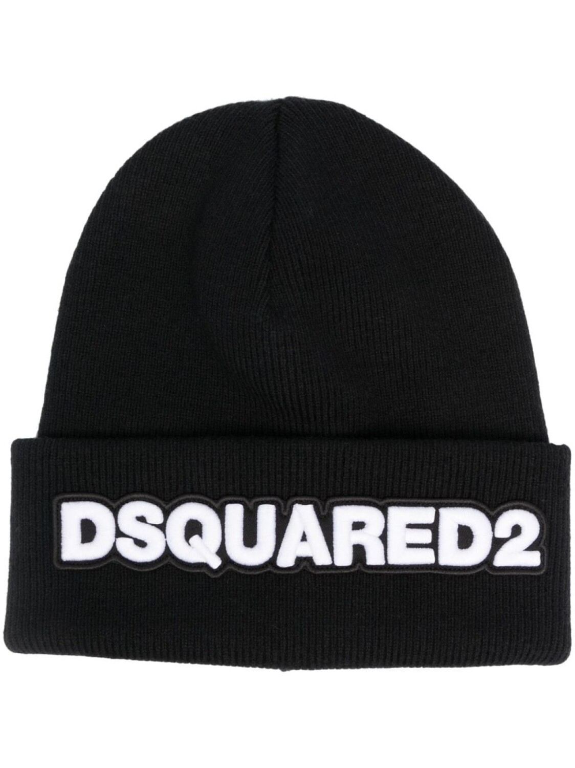 

Dsquared2 шерстяная шапка бини с нашивкой-логотипом, черный