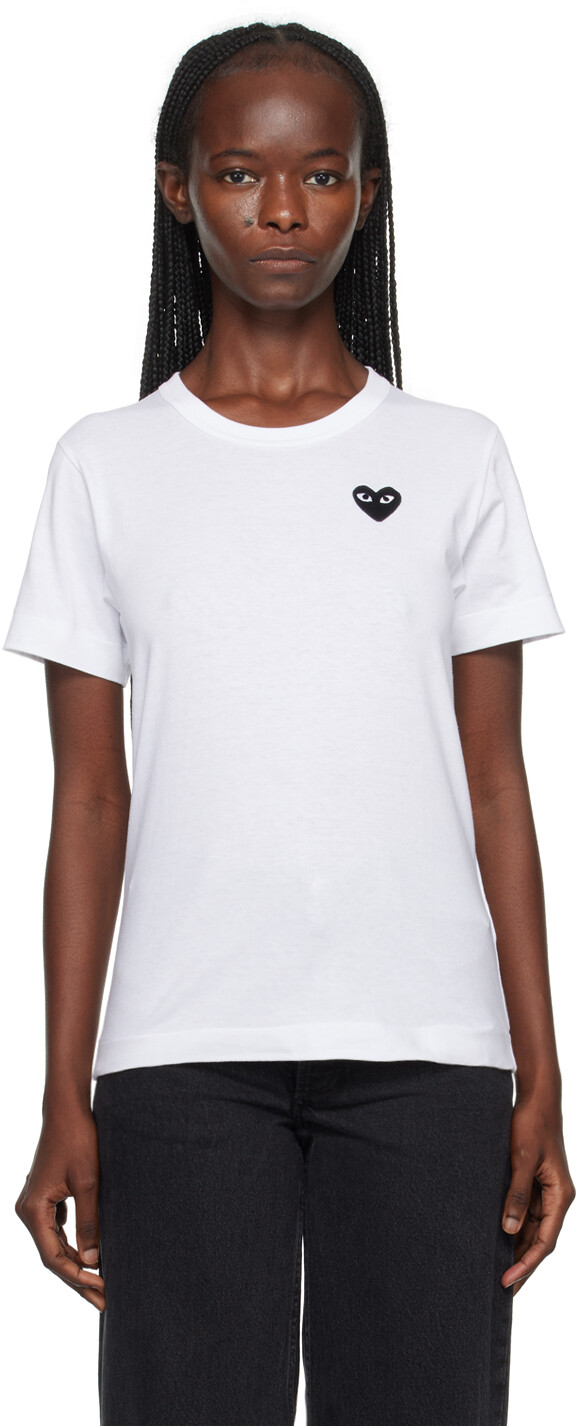 

COMME des GARCONS PLAY Бело-черная футболка с нашивкой в ​​виде сердца Comme des Garçons, Черный