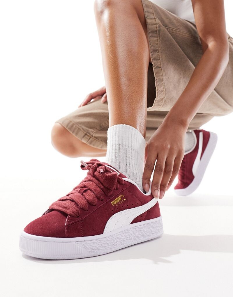 

Бордовые и белые кроссовки Puma Suede XL