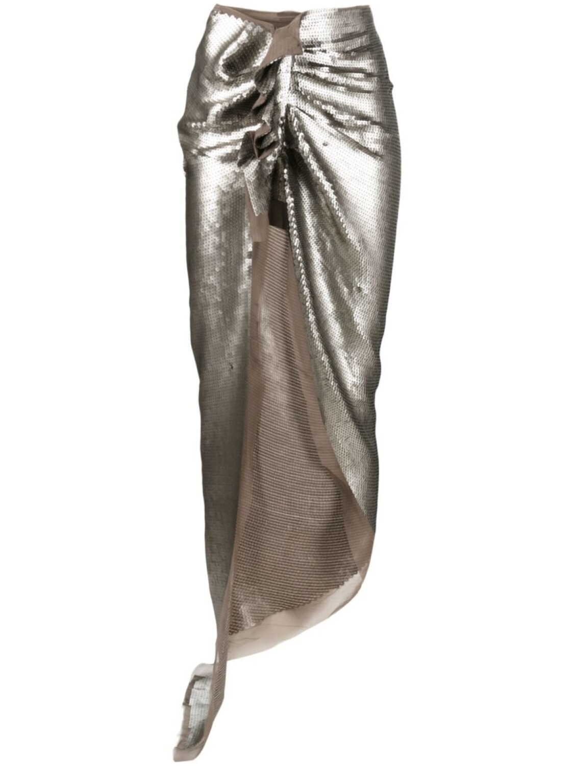 

Rick Owens юбка с разрезом и пайетками, серебристый