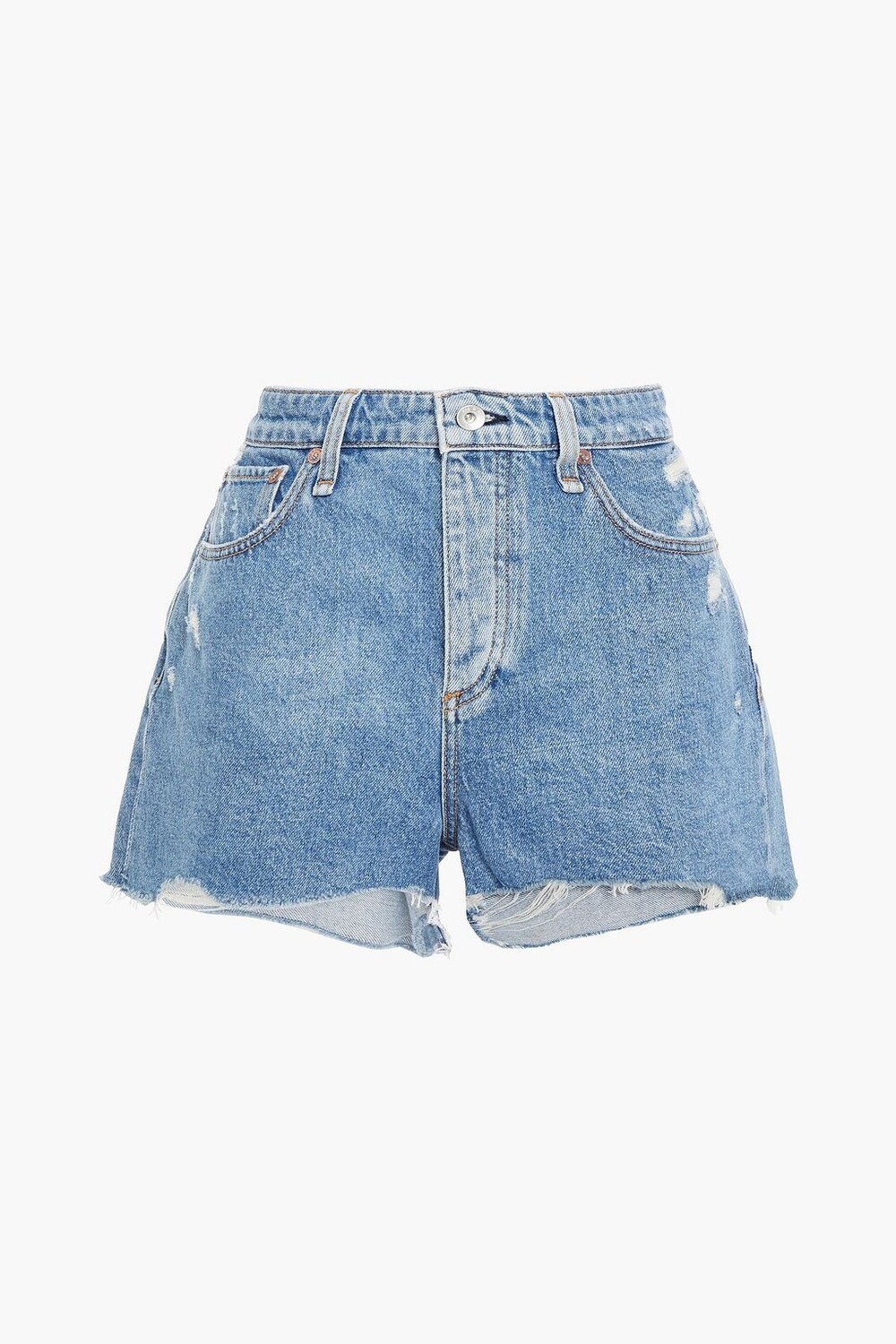 

Потертые джинсовые шорты RAG & BONE, синий