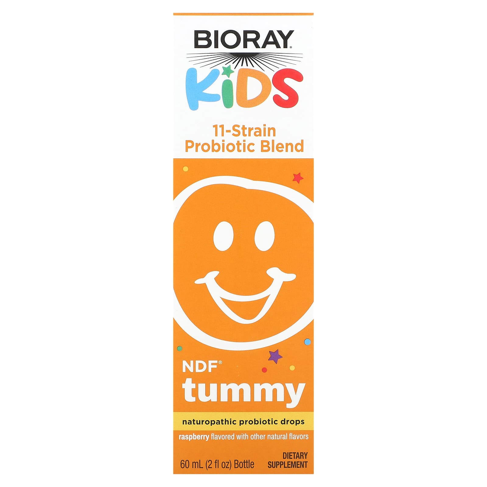 

Kids, NDF Tummy, смесь из 11 штаммов пробиотиков, со вкусом малины, 60 мл (2 жидк. унции), Bioray