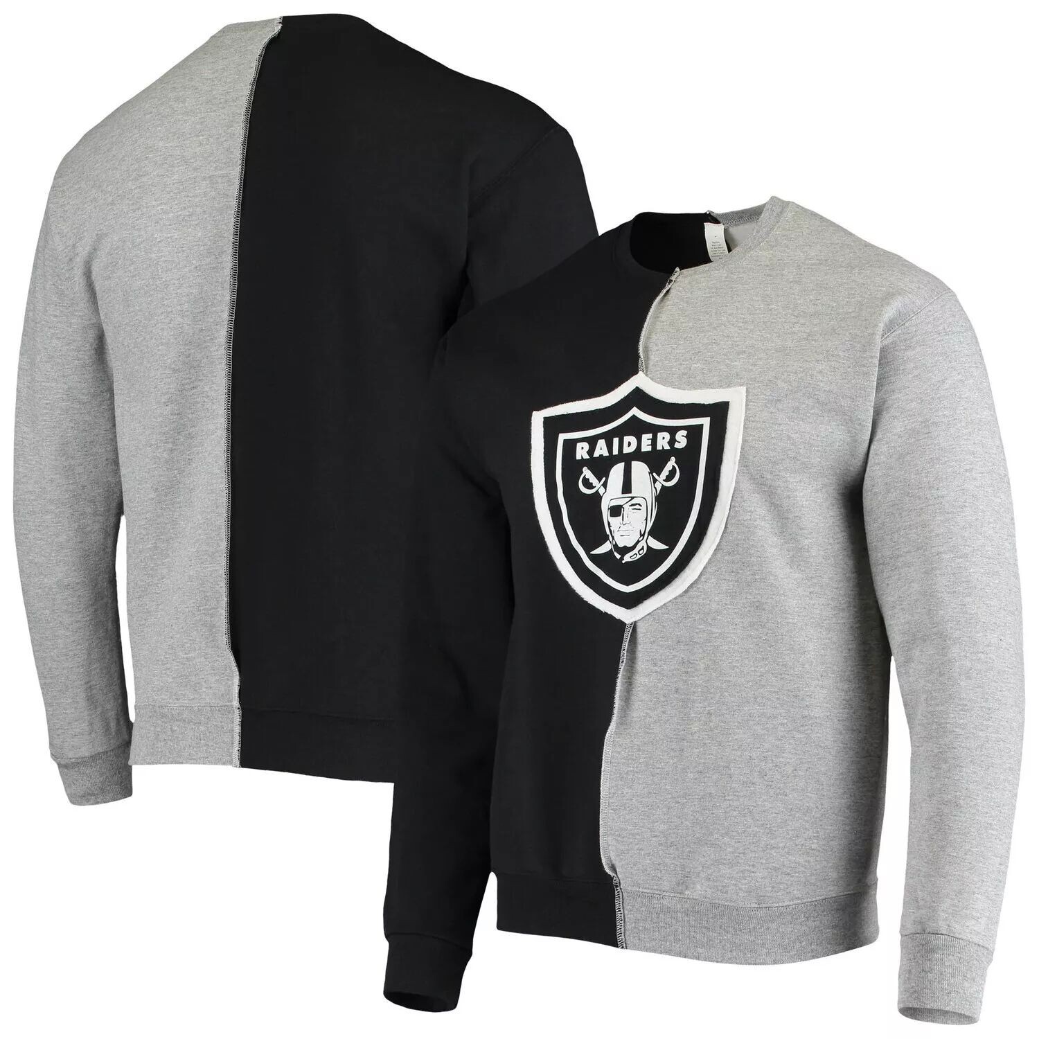 

Мужская пережаренная одежда черного/серого цвета Las Vegas Raiders, экологически чистый пуловер с разрезом по центру, толстовка, Черный