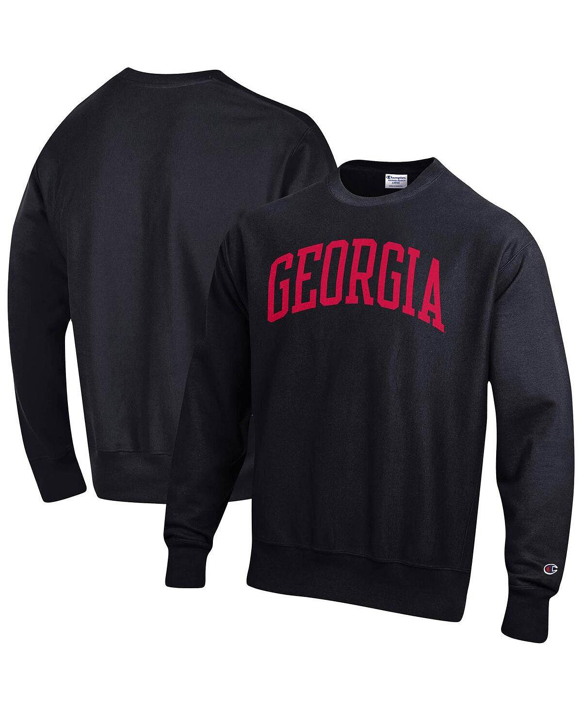 Мужской черный пуловер Georgia Bulldogs Arch обратного плетения свитшот Champion
