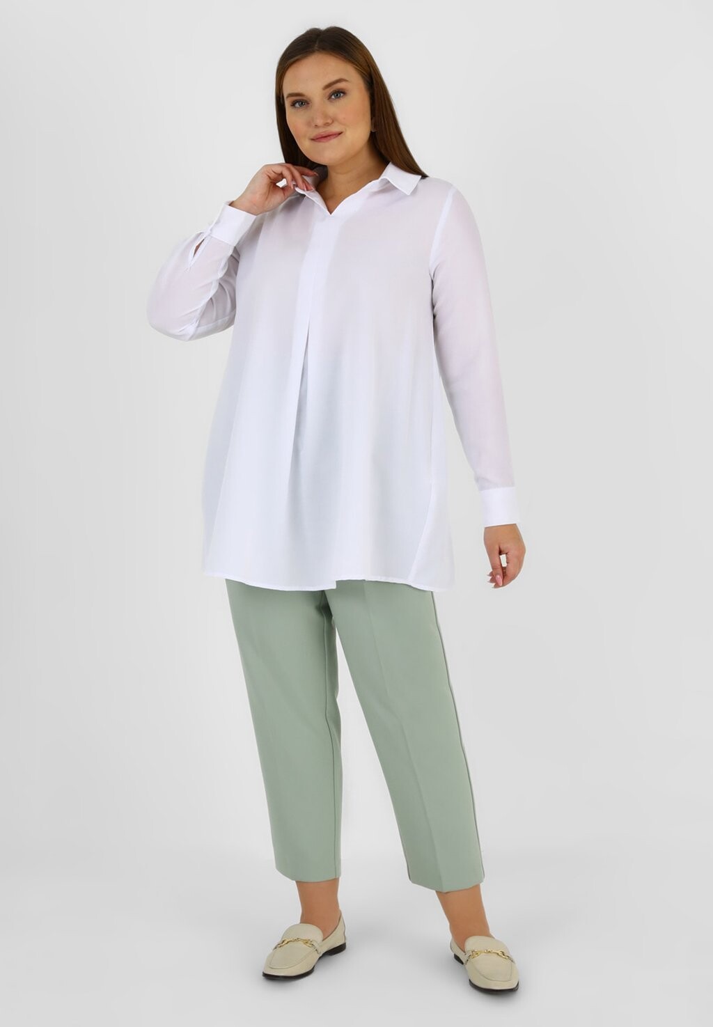 

Блузка POINT COLLAR-PLUS SIZE ALIA Modanisa, цвет stone