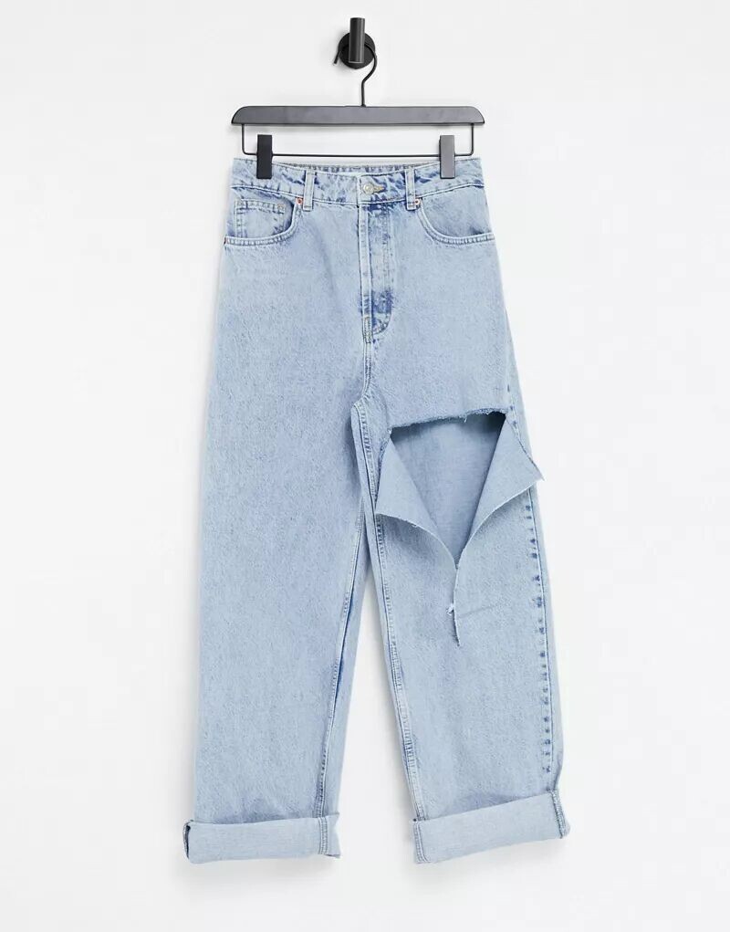 

Рваные джинсы оверсайз Topshop с отбеленным эффектом