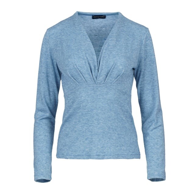 

Haut bleu clair mélange maillé col en v Conquista, синий