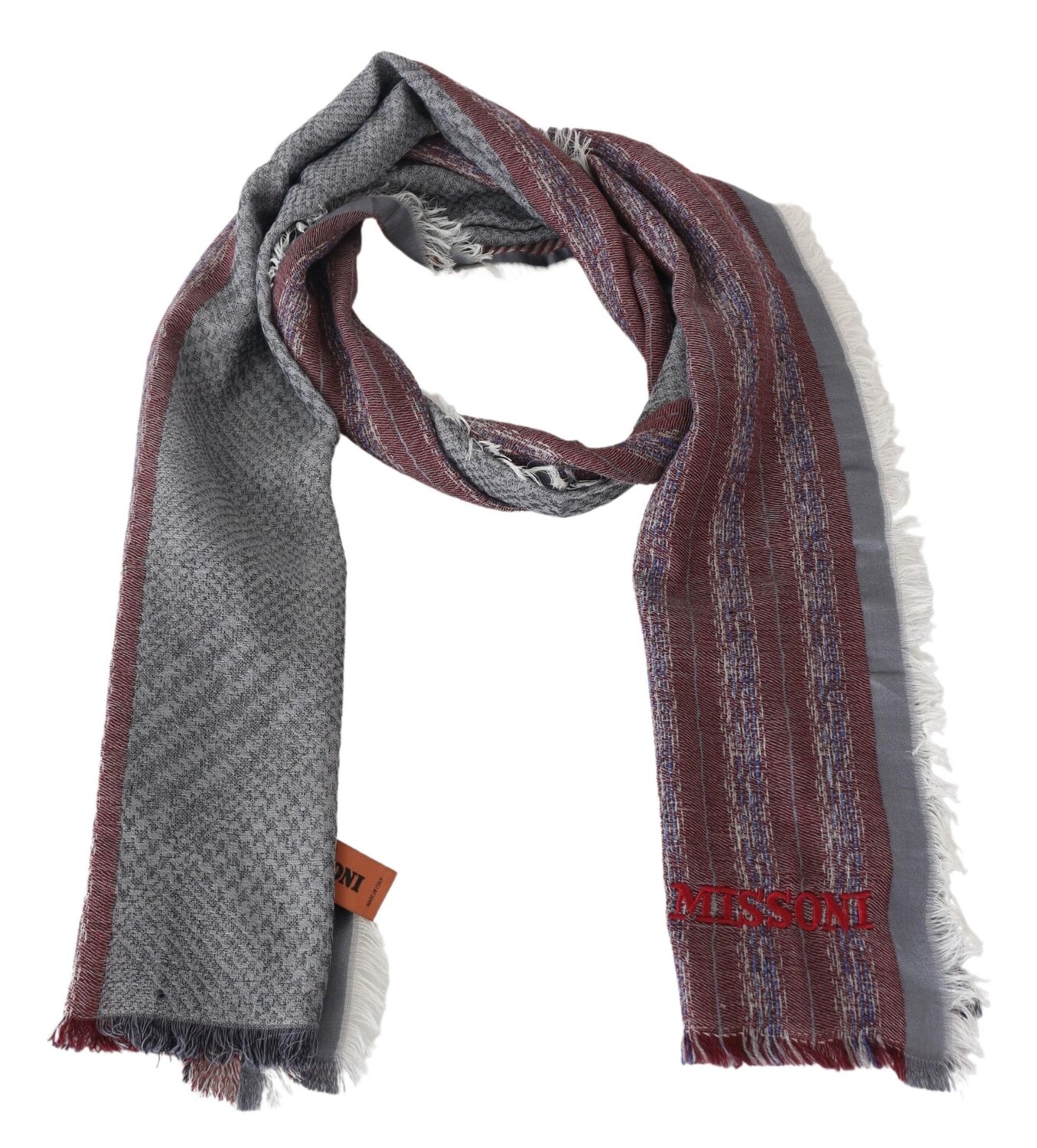 

Мужской шарф Missoni в шерстяную полоску унисекс с запахом на шее, мультиколор