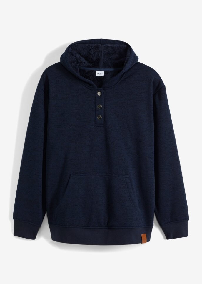 

Толстовка с капюшоном теплая внутри свободного кроя John Baner Jeanswear, синий