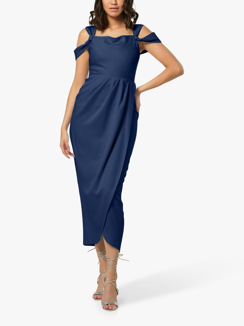 

Платье миди с запахом и запахом Closet London Bridesmaid, темно-синий