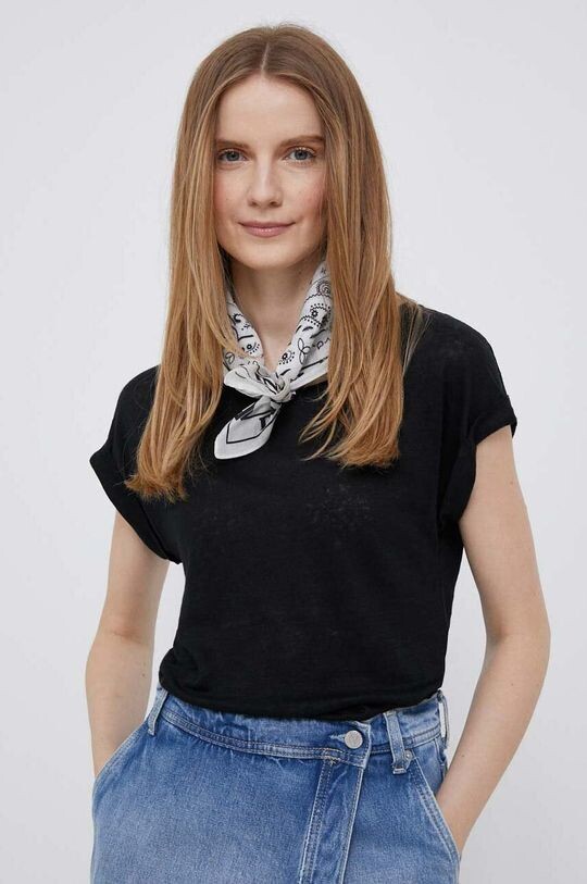 

Льняная футболка Odilia Pepe Jeans, черный