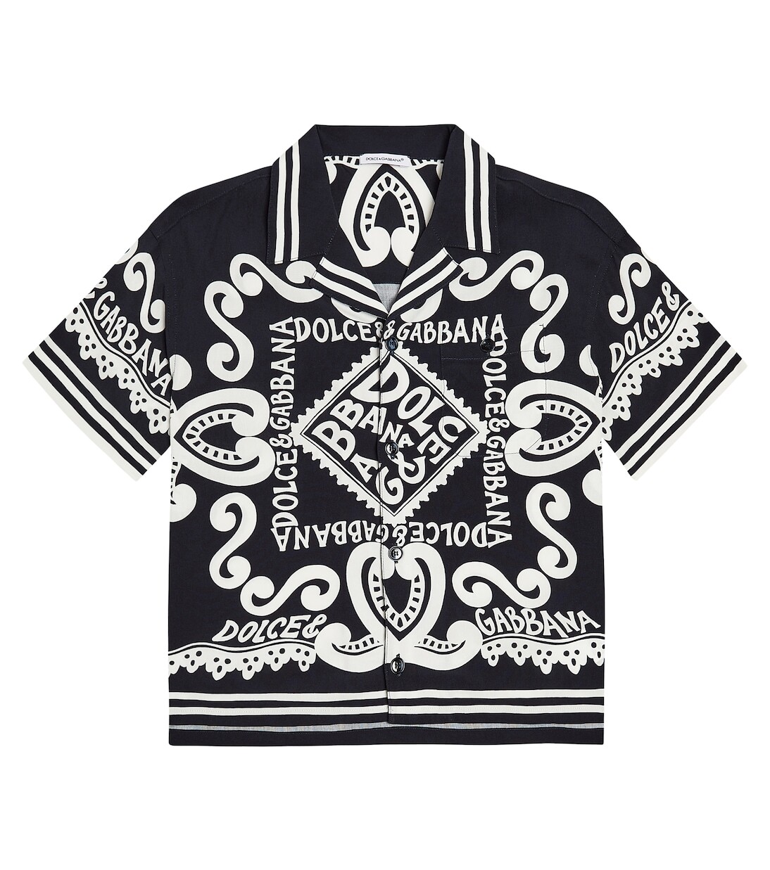 

Рубашка из поплина с логотипом Dolce&Gabbana Kids, синий