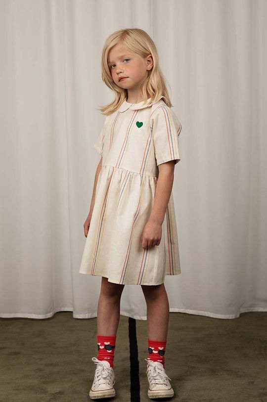 Mini Rodini Платье из смесового льна для детей, белый
