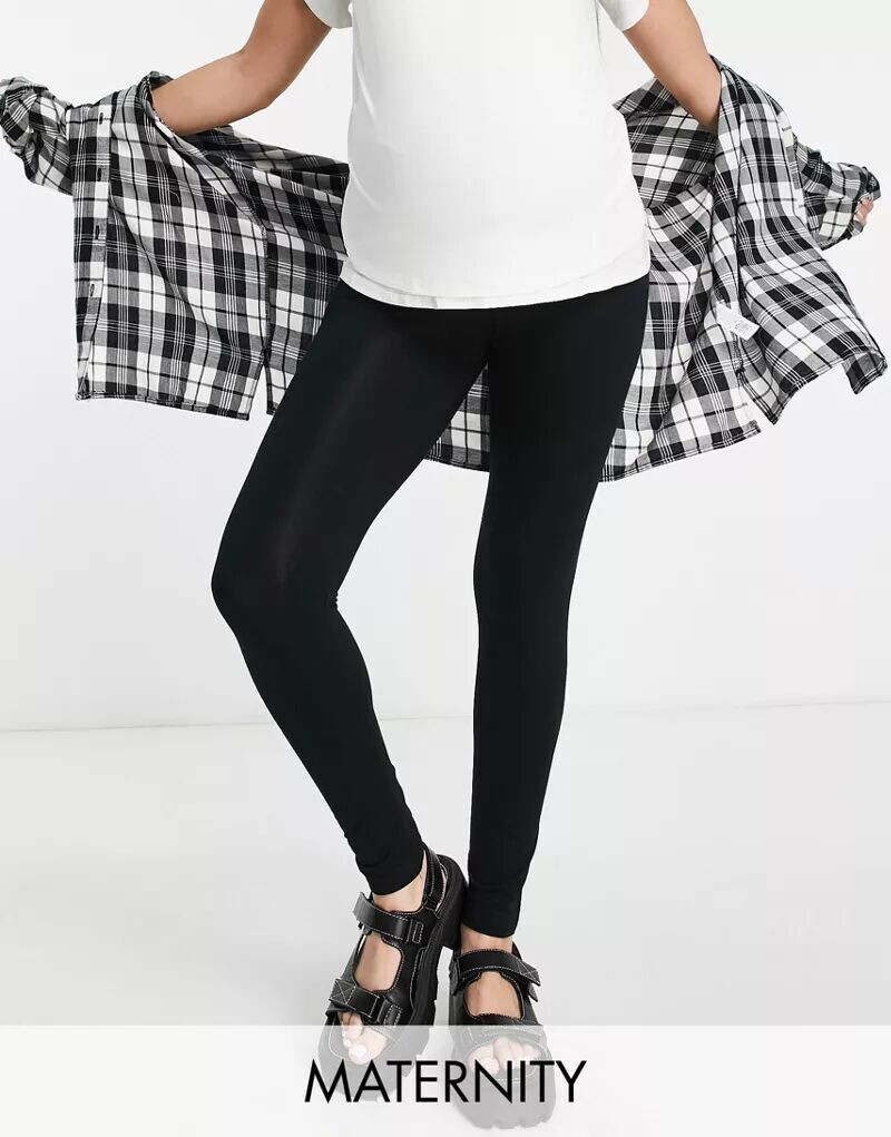 

Черные леггинсы с логотипом Topshop