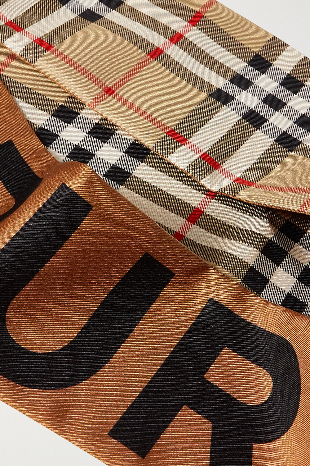 

BURBERRY шарф из шелковой саржи малбери с принтом, бежевый