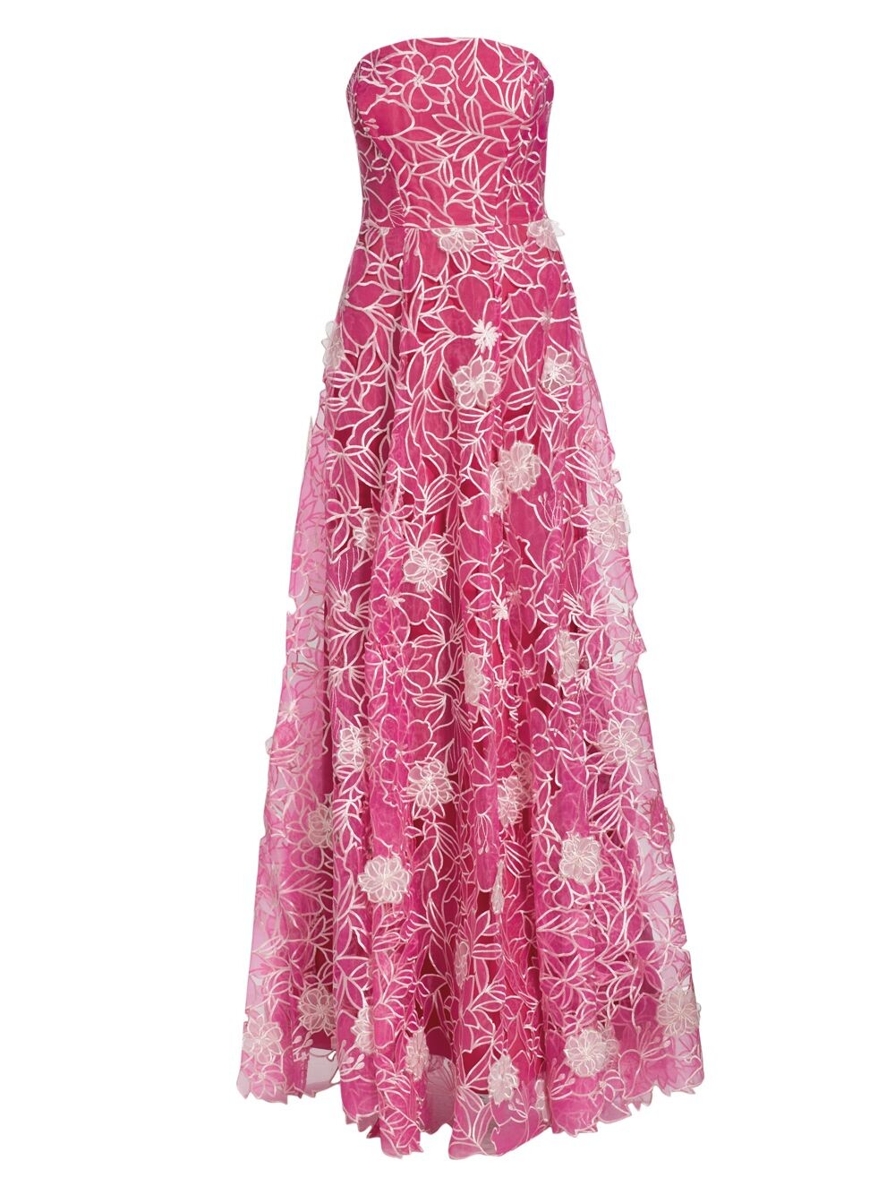 

Вышитое платье из органзы Marchesa Notte, фуксия