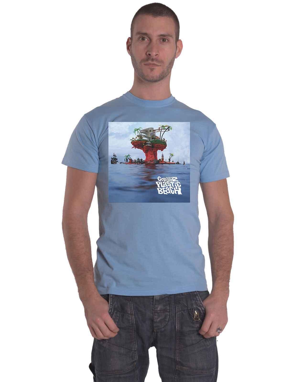 gorillaz plastic beach lp Пластиковая пляжная футболка Gorillaz, синий