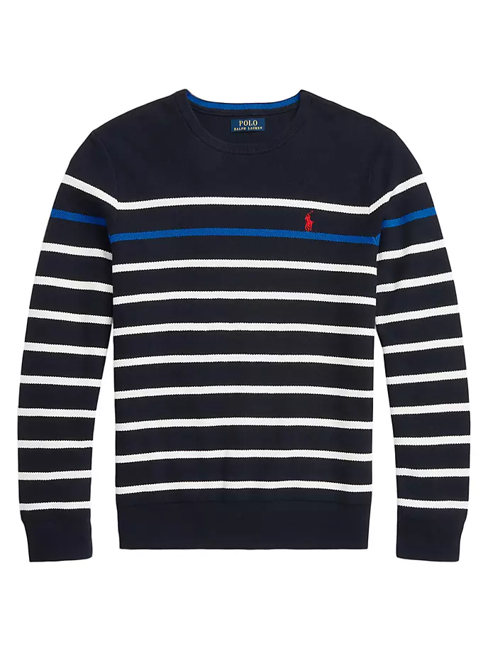 

Полосатый хлопковый свитер с круглым вырезом Polo Ralph Lauren, цвет hunter navy