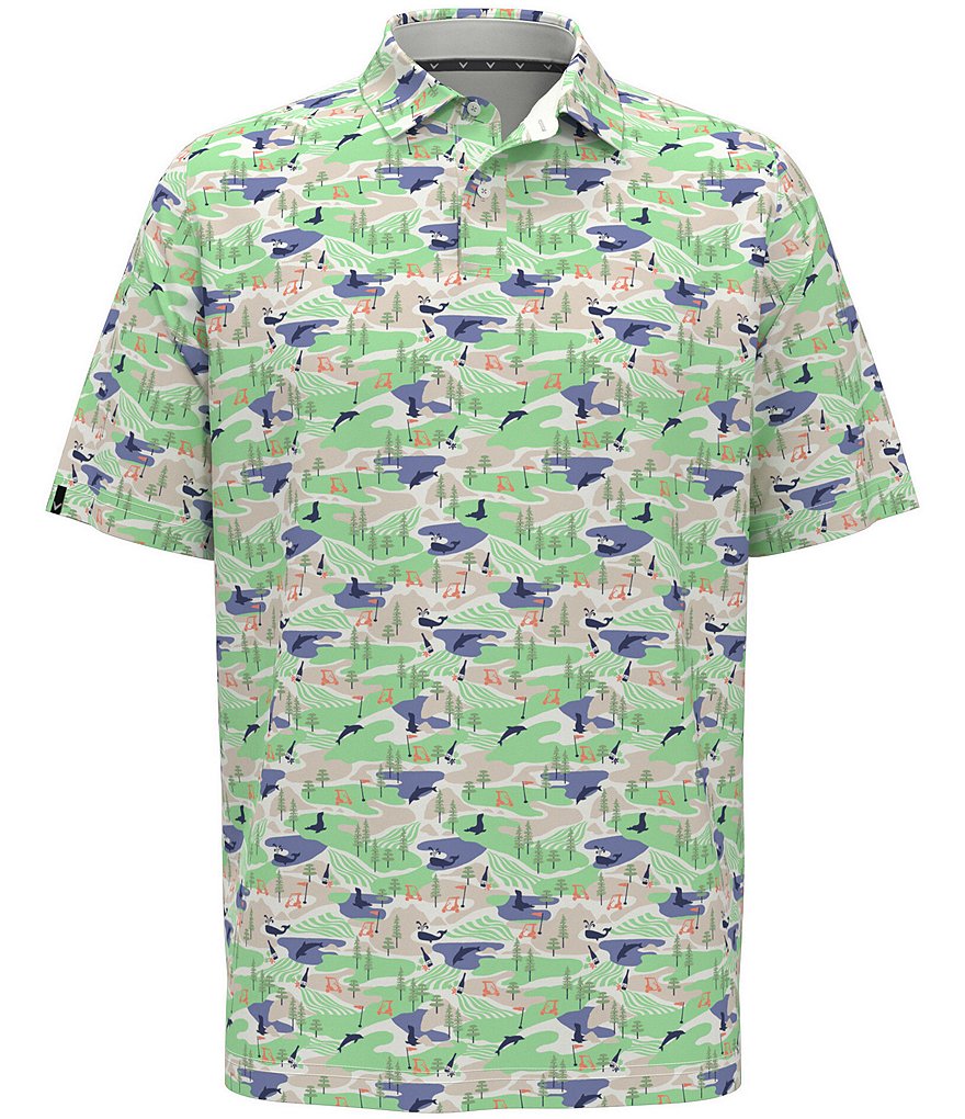 Рубашка-поло Callaway Big & Tall с короткими рукавами и абстрактным прибрежным принтом, мультиколор