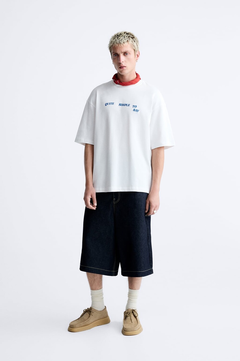 

Футболка с контрастными лозганами ZARA, белый