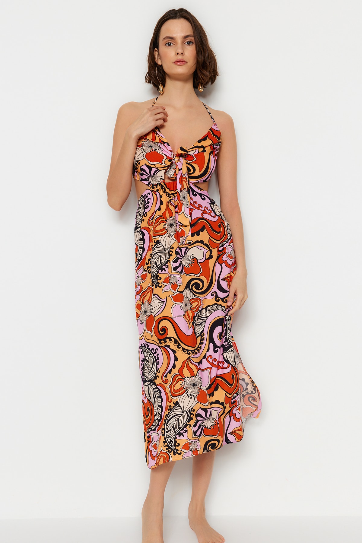 Платье Trendyol пляжное с абстрактным узором, мультиколор