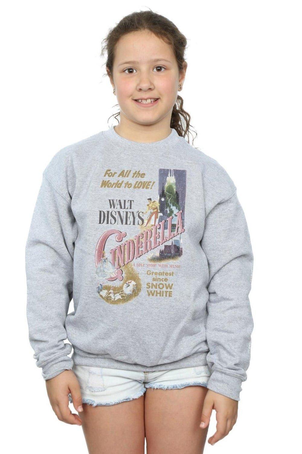 Толстовка с плакатом «Золушка» в стиле ретро Disney Princess, серый