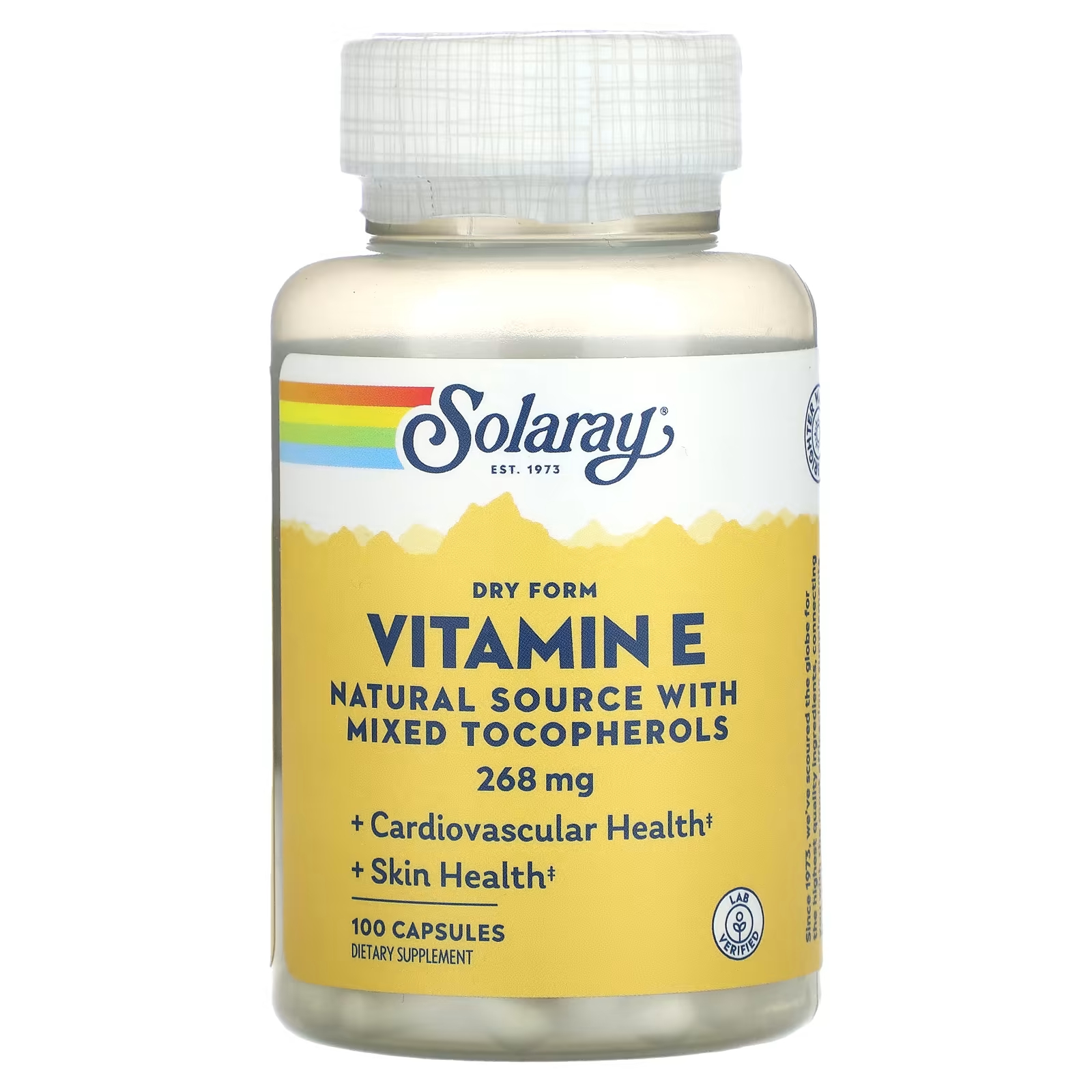 цена Витамин Е Solaray в сухой форме 268 мг, 100 капсул