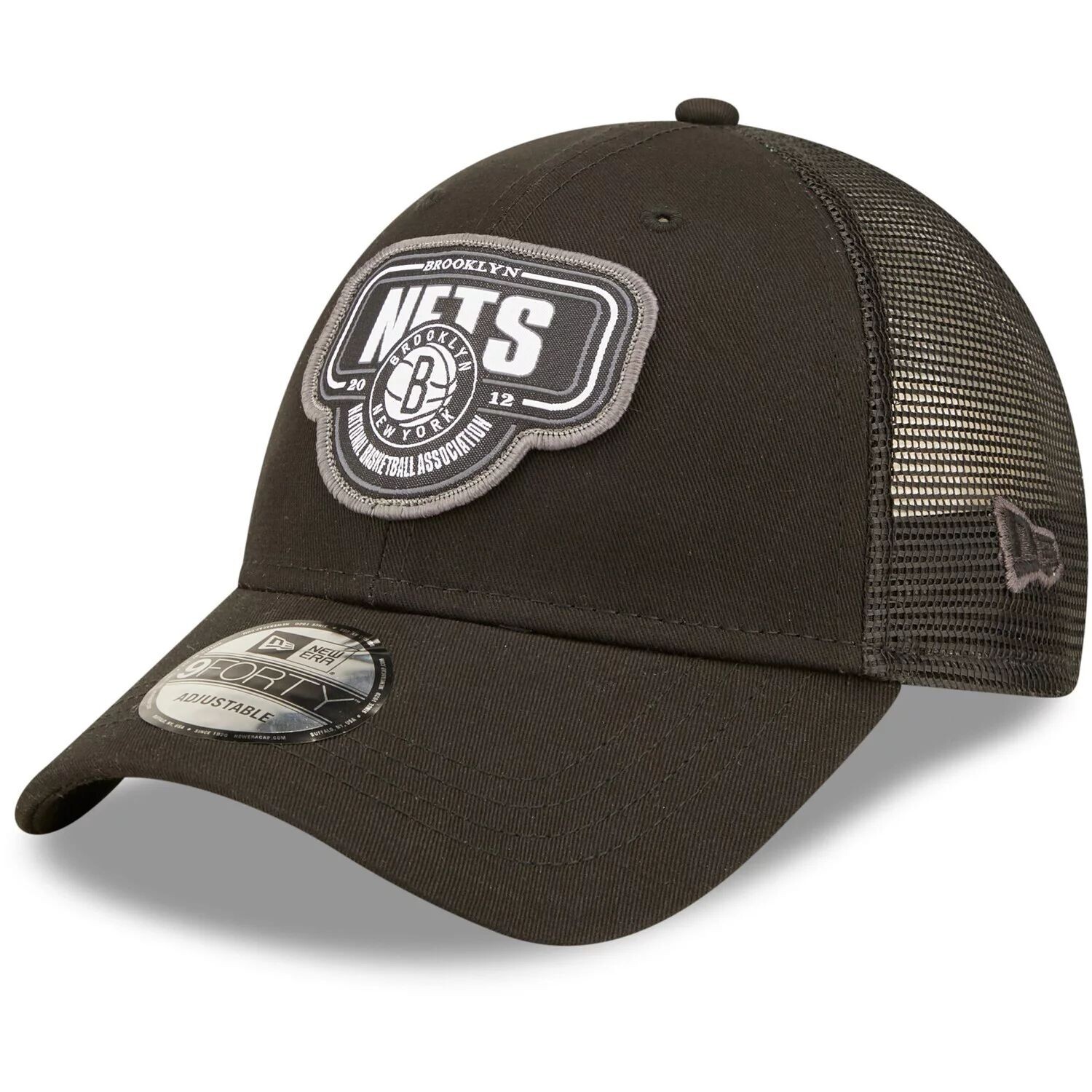 

Черная мужская кепка New Era с логотипом команды Brooklyn Nets 9FORTY Trucker Snapback