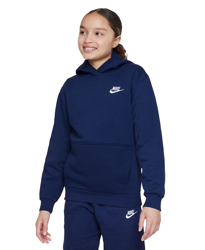 Спортивная одежда Флисовый пуловер с капюшоном Big Kids Club Nike, синий