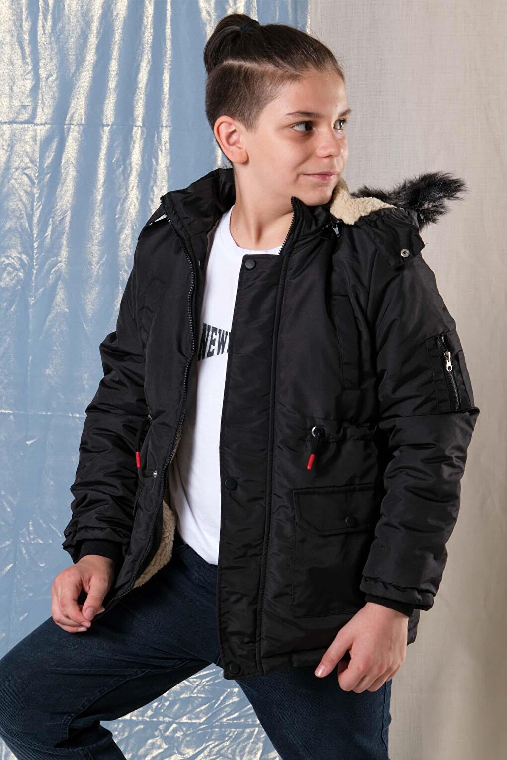 Оксфордское пальто для мальчиков со съемным капюшоном и флисовой подкладкой Pina Kids, черный