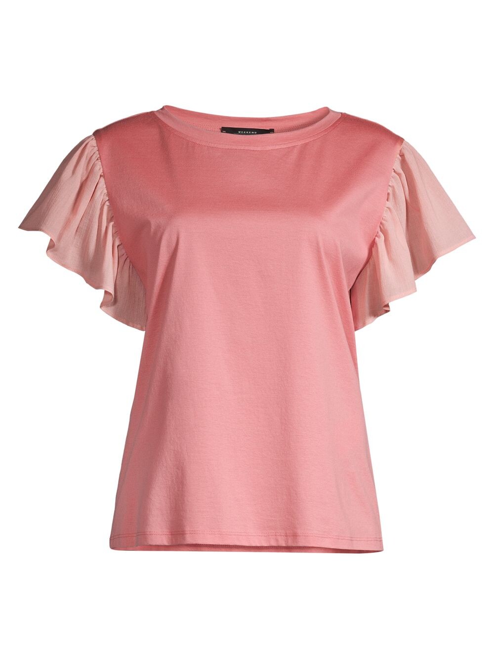 

Хлопковая футболка Mana с развевающимися рукавами Weekend Max Mara, розовый
