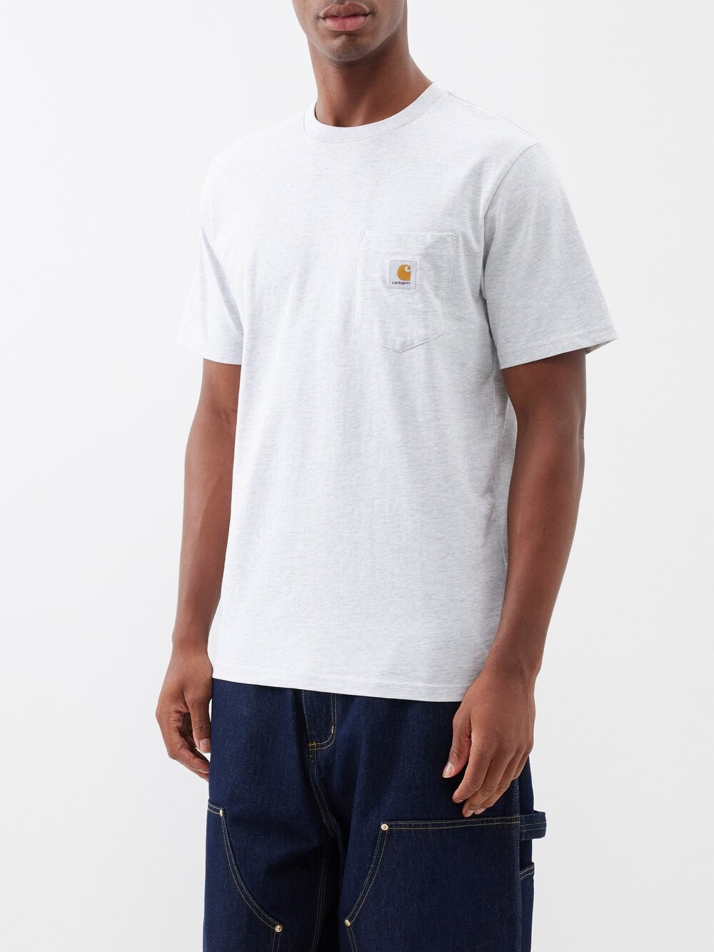 

Футболка из хлопкового джерси с карманом с логотипом Carhartt WIP, серый