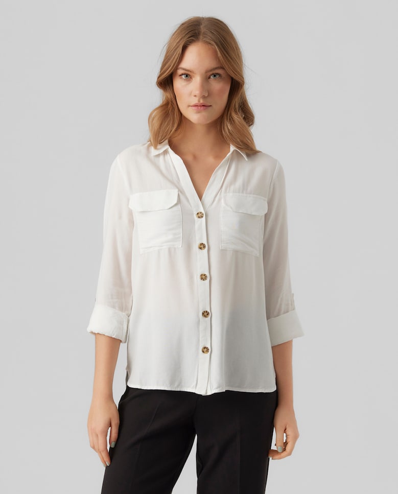 Женская рубашка на пуговицах с длинным рукавом Vero Moda, белый