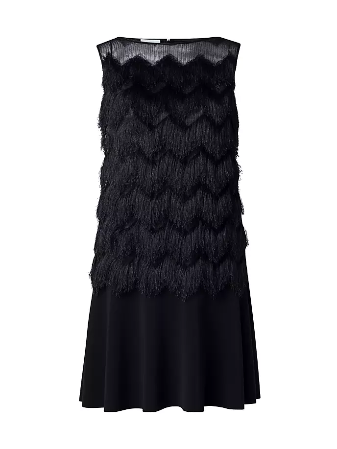 Платье без рукавов с бахромой Akris Punto, черный расклешенное платье akris punto цвет topas