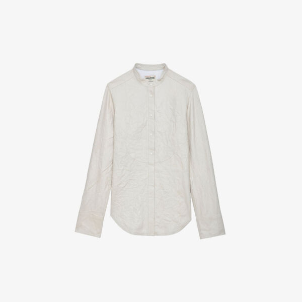 

Жатая кожаная рубашка классического кроя для дзюдо Zadig&Voltaire, цвет judo