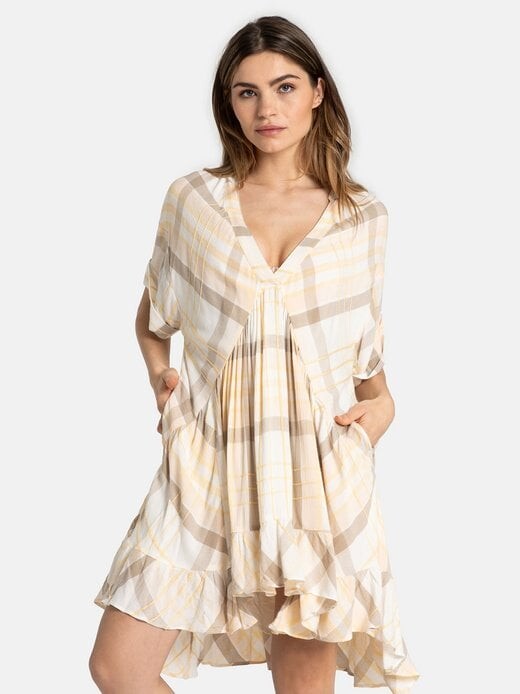 

Клетчатое платье миди agnes Free People, бежевый