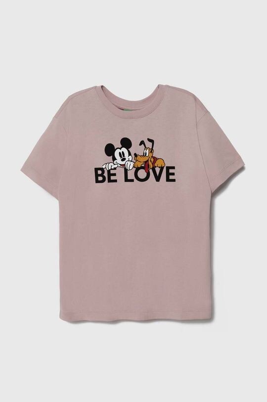 

Детская хлопковая футболка United Colors of Benetton x Disney, розовый