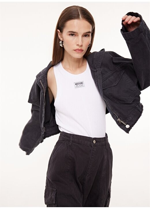 

Черная женская джинсовая куртка A0512 Moschino Jeans, черный