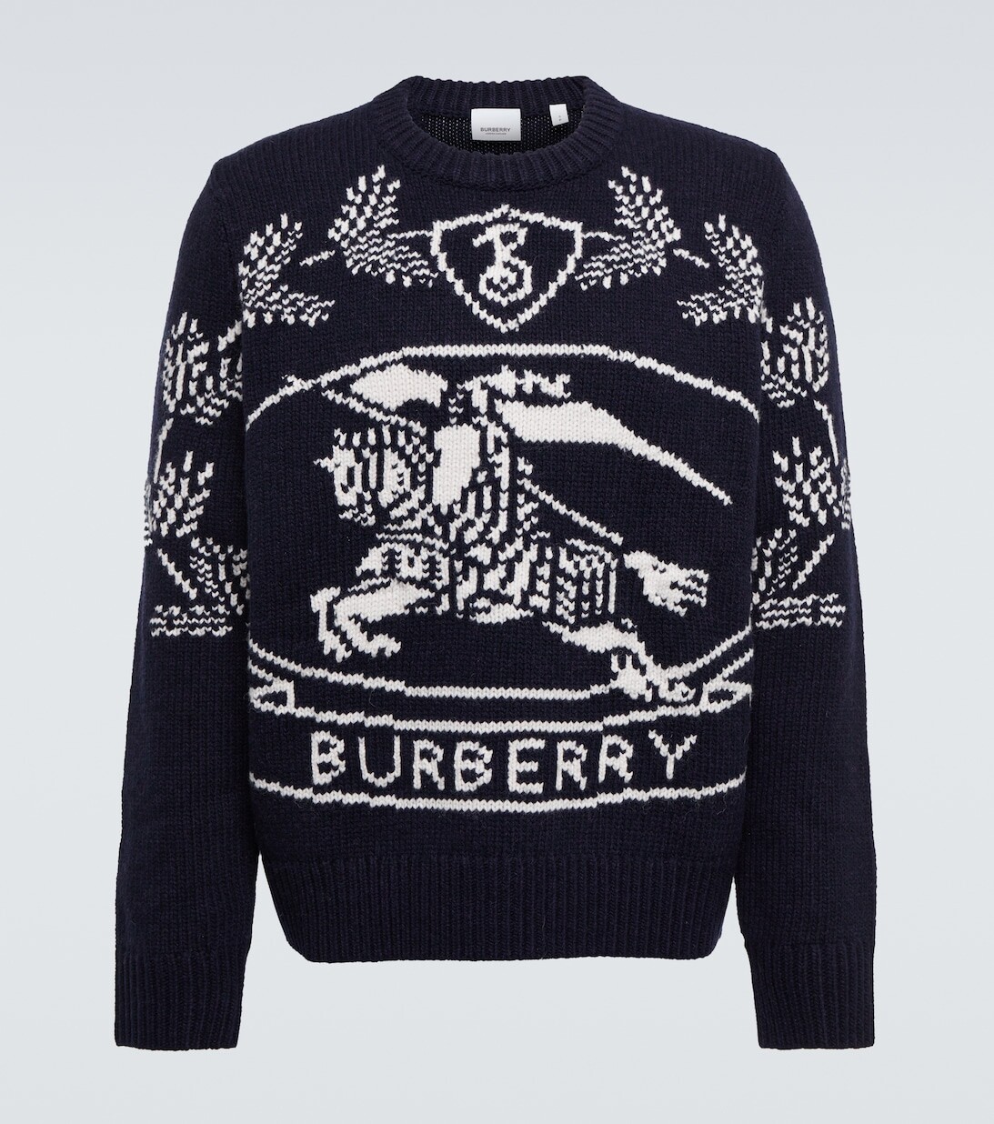 

Шерстяной свитер интарсия Burberry, синий
