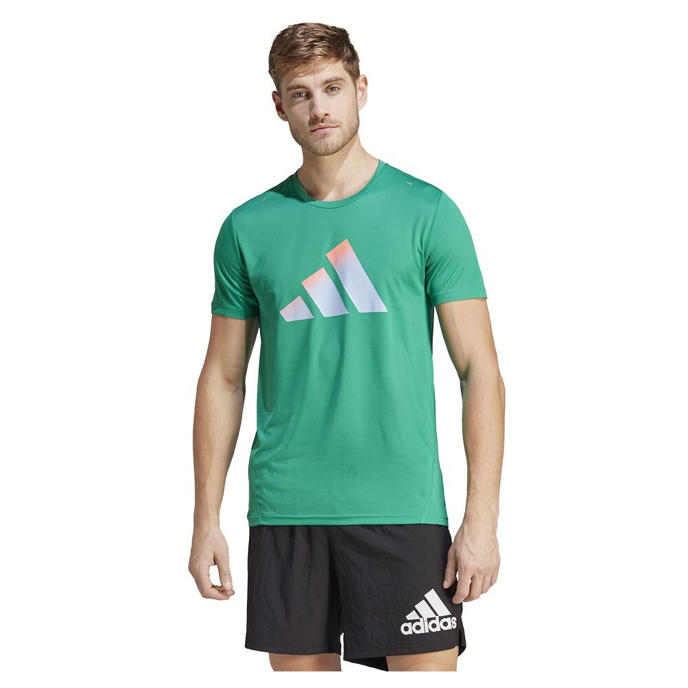 

Футболка adidas Run Icons 3 Bar, зеленый
