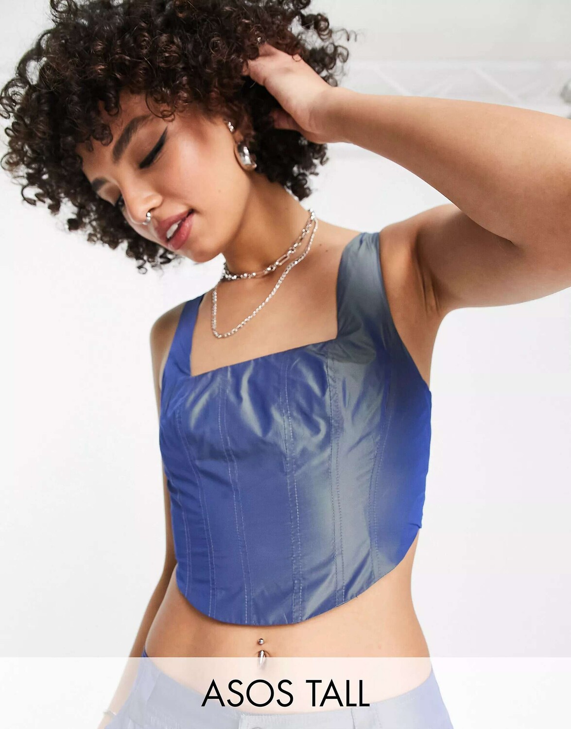 

Корсетный топ переливающегося синего цвета ASOS Tall