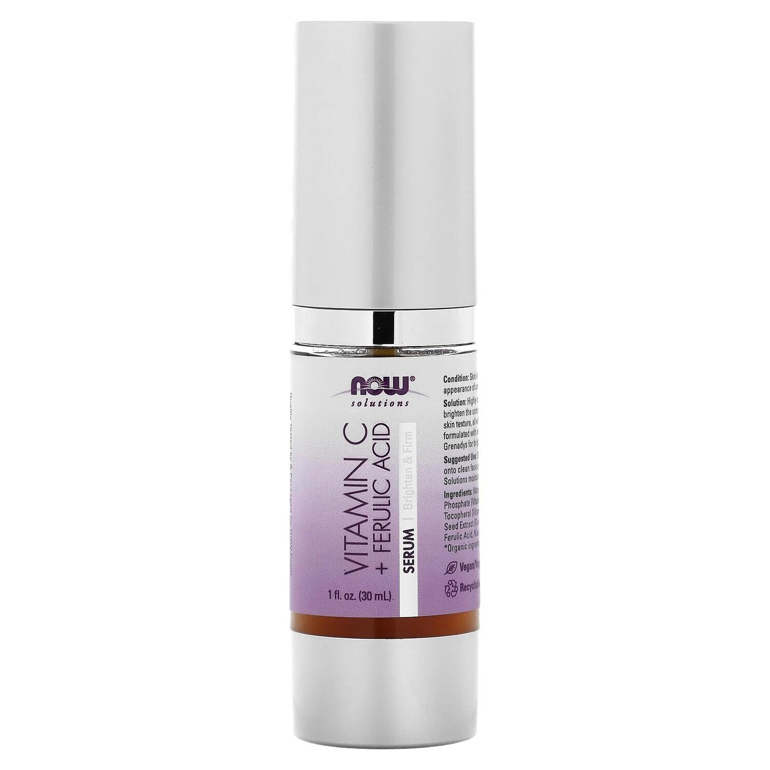 Now Foods Solutions Vitamin C & Ferulic Acid Serum 1 fl oz (30 ml) the ordinary serum resveratrol 3% ferulic acid 3% antioxidant 1 fl oz 30 ml