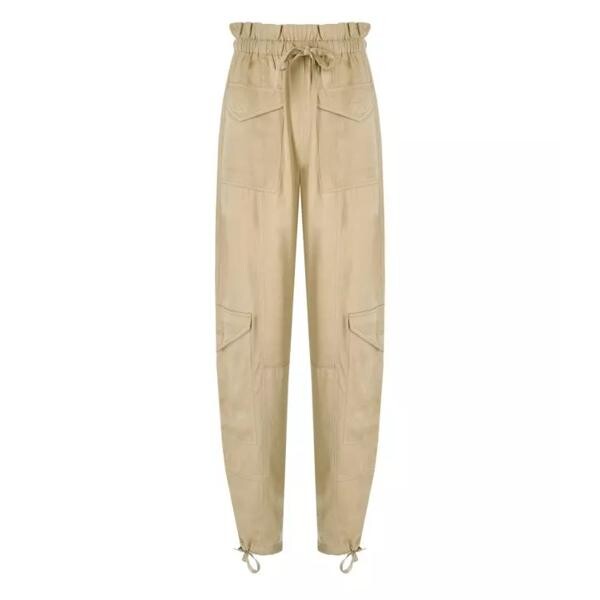 

Брюки beige satin cargo trousers Ganni, коричневый