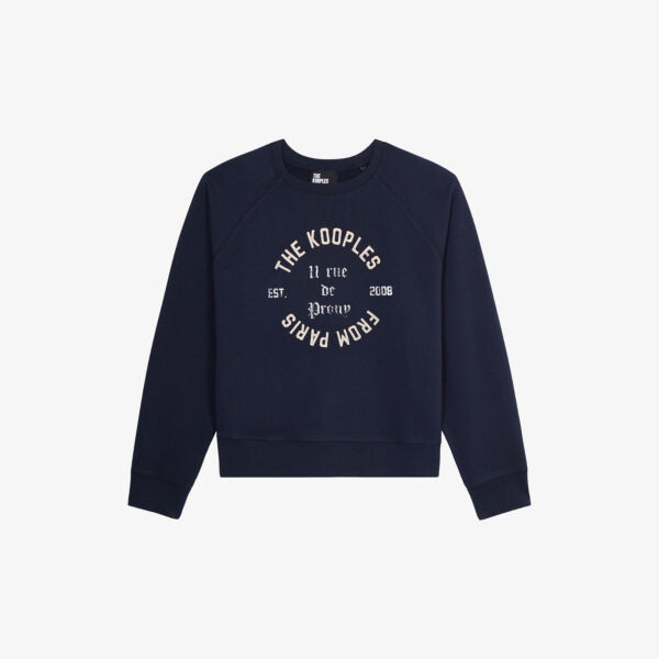 

Хлопковая толстовка с круглым вырезом и принтом со слоганом The Kooples, темно-синий