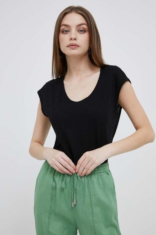 

Футболка из смесового льна United Colors of Benetton, черный